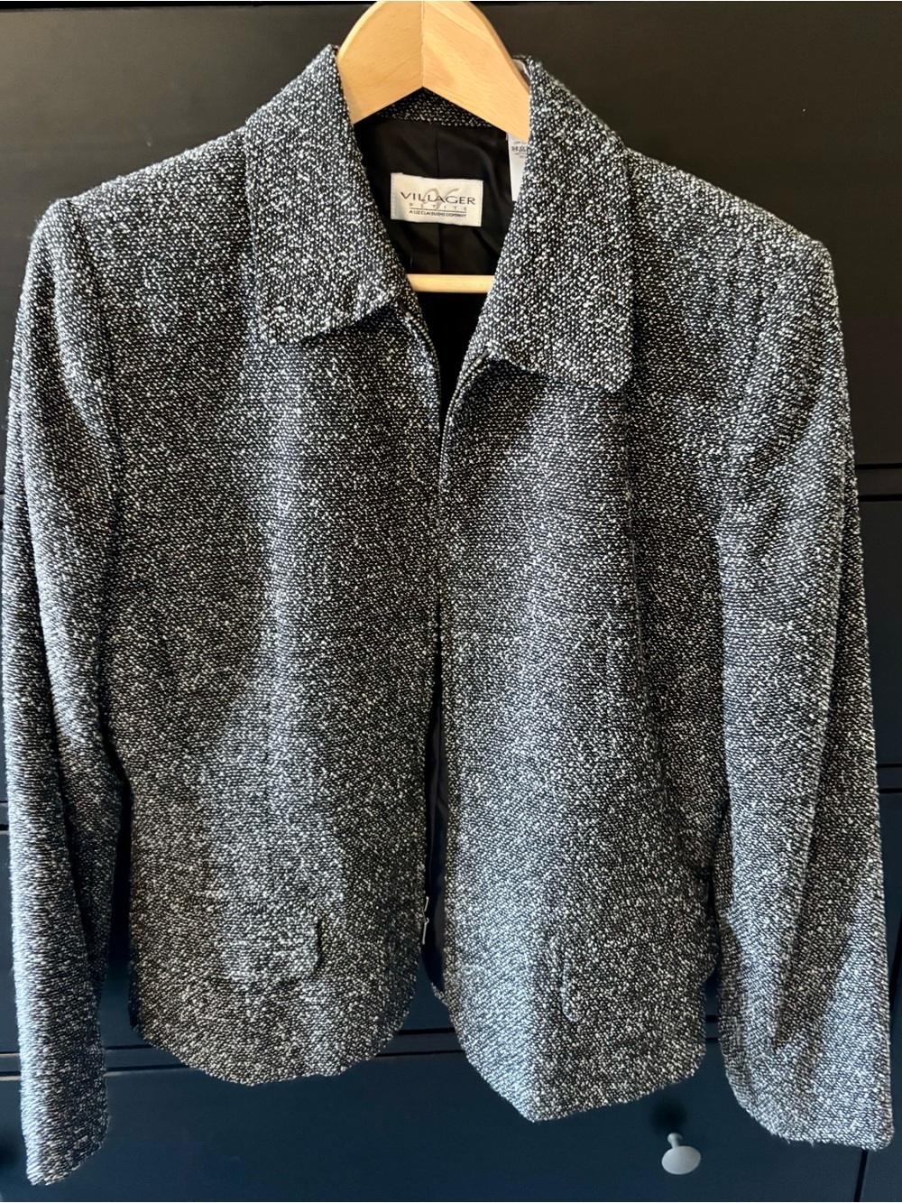 PetiteVintage Villager Women’s Black & White Tweed Jacket